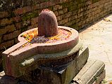 Kathmandu Changu Narayan 33 Shiva Lingam On Ground Next To Parijat Tree Platform On North East Side Of Changu Narayan Another Shiva lingam is on the ground to the right of the entrance to the Changu Narayan Temple next to the parijat tree platform.